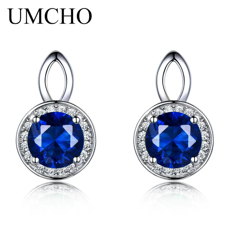 925 Silver Nano Sapphire Stud Earrings for Women