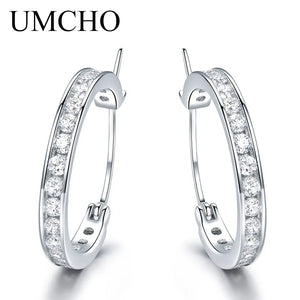 925 Silver Earrings Nano Sapphire Hoop Plated Wedding Jewelry Gift