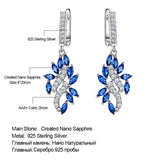 925 Silver Clip Earrings Sapphire Gemstones Women Wedding Gift