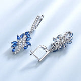 925 Silver Clip Earrings Sapphire Gemstones Women Wedding Gift