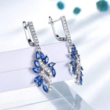 925 Silver Clip Earrings Sapphire Gemstones Women Wedding Gift