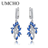 925 Silver Clip Earrings Sapphire Gemstones Women Wedding Gift