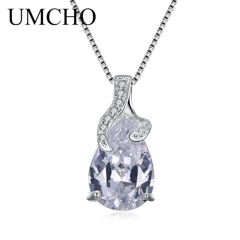 925 Silver Clear Cubic Zircon Necklace for Women Wedding