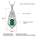 925 Silver Necklace Oval Emerald Gemstone Pendant