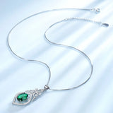 925 Silver Necklace Oval Emerald Gemstone Pendant