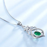 925 Silver Necklace Oval Emerald Gemstone Pendant