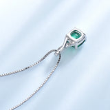 925 Silver Necklace Square Emerald Gemstone Women Gift