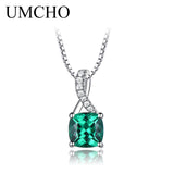 925 Silver Necklace Square Emerald Gemstone Women Gift
