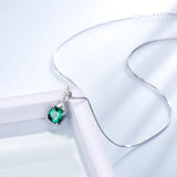 925 Silver Necklace Square Emerald Gemstone Women Gift