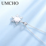 925 Silver Snowflake Pendant Necklace for Girls Christmas Gift