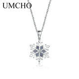 925 Silver Snowflake Pendant Necklace for Girls Christmas Gift
