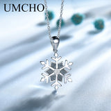 925 Silver Snowflake Pendant Necklace for Girls Christmas Gift