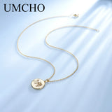 925 Silver Elephant Double Round Pendant Necklace Women Animal Jewelry