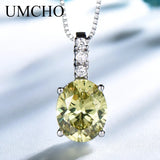 925 Silver CZ Gemstone Pendant Necklace Women Fine Jewelry