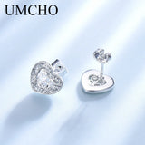 925 Sterling Silver Heart Stud Earrings Wedding Fine Jewelry