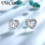 925 Sterling Silver Heart Stud Earrings Wedding Fine Jewelry