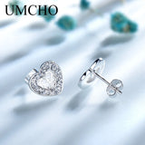925 Sterling Silver Heart Stud Earrings Wedding Fine Jewelry