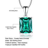 925 Sterling Silver Green Nano Emerald Pendant Necklace for Women