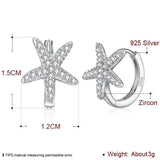 925 Silver Star CZ Hoop Earrings for Women Girls