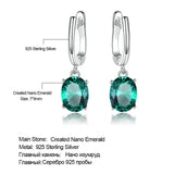 Real Silver 925 Nano Emerald Green Gemstone Clip Earrings Women Birthday Gift