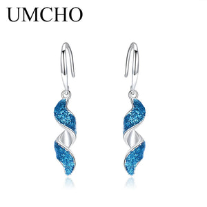 925 Sterling Silver Spiral Drop Earrings