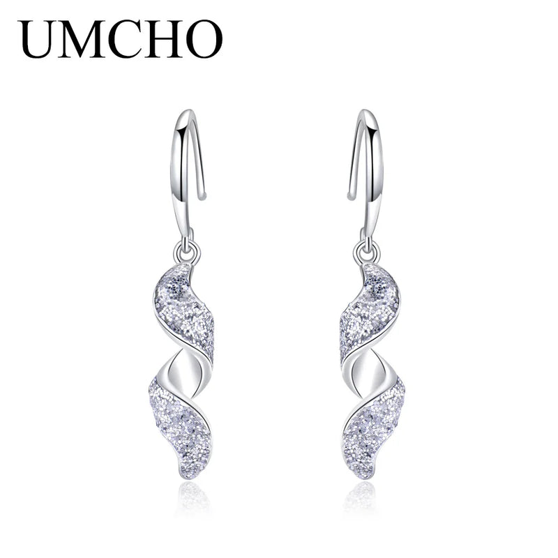 925 Sterling Silver Spiral Drop Earrings