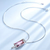 Pink CZ Sterling Silver Necklace Pendant for Women