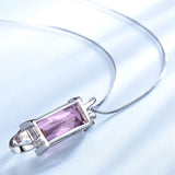 Pink CZ Sterling Silver Necklace Pendant for Women