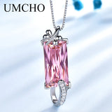 Pink CZ Sterling Silver Necklace Pendant for Women