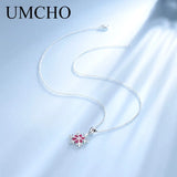 Red Snowflake Pendant & Necklace 925 Sterling Silver Christmas Gift