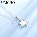 Red Snowflake Pendant & Necklace 925 Sterling Silver Christmas Gift