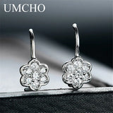 Romantic Flower Clip Earrings 925 Sterling Silver Women's Birthday Gift
