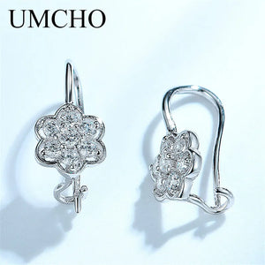 Romantic Flower Clip Earrings 925 Sterling Silver Women's Birthday Gift