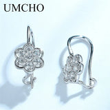 Romantic Flower Clip Earrings 925 Sterling Silver Women's Birthday Gift