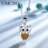 Romatic Owl Women Pendant Necklace 100% S925 Sterling Silver Necklace