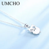 Romatic Owl Women Pendant Necklace 100% S925 Sterling Silver Necklace
