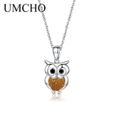 Romatic Owl Women Pendant Necklace 100% S925 Sterling Silver Necklace