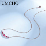 Nano Ruby Necklace 925 Silver Chain Women's Birthday Gift