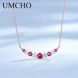 Nano Ruby Necklace 925 Silver Chain Women's Birthday Gift