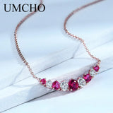Nano Ruby Necklace 925 Silver Chain Women's Birthday Gift