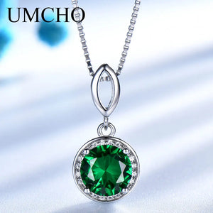 Emerald Necklace 925 Sterling Silver Jewelry For Women Birthday Gift