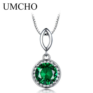 Emerald Necklace 925 Sterling Silver Jewelry For Women Birthday Gift