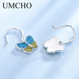925 Silver Butterfly Drop Earrings Sequins Women Fine Jewelry