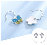 925 Silver Butterfly Drop Earrings Sequins Women Fine Jewelry