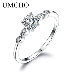 925 Silver CZ Bridal Ring Set Solitaire Engagement Wedding Band