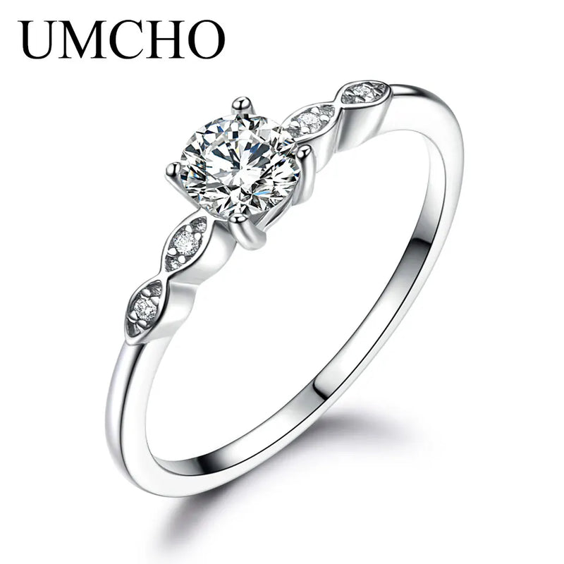 925 Silver CZ Bridal Ring Set Solitaire Engagement Wedding Band