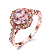 925 Silver Nano Morganite Engagement Rose Ring