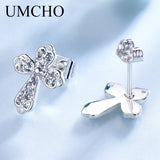 Silver 925 Clover Stud Earrings for Women Wedding Party Jewelry