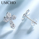 Silver 925 Clover Stud Earrings for Women Wedding Party Jewelry