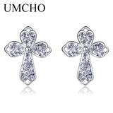 Silver 925 Clover Stud Earrings for Women Wedding Party Jewelry
